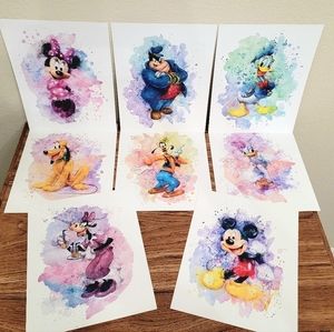 Mickey Mouse Watercolor Prints Unframed Set Of 8 Mickey Mouse Wall Art Decor